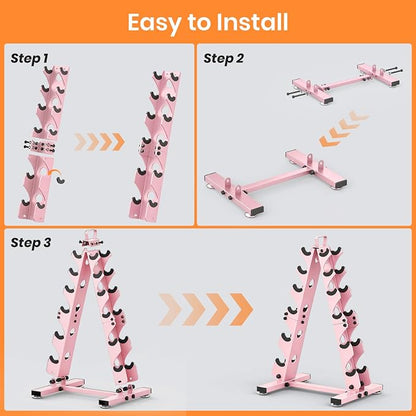 TomCare 6-Tier|5-Tier|4-Tier|2-Tier Dumbbell Rack Stand Only for Home Gym | Stable A-Frame, Fits 5–35 lb Dumbbells, Protective Padded Cradles, Adjustable Feet, Easy-Carry Handle (Stand Only)