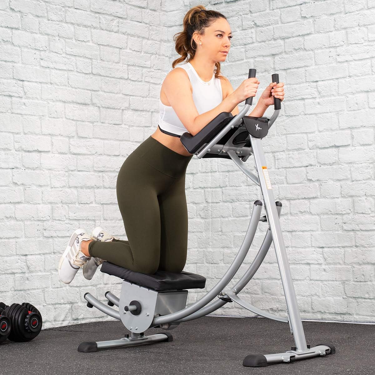 XtremepowerUS Ab Machine Abdominal Workout Crunch Fitness Exercise Workout, Silver/Black