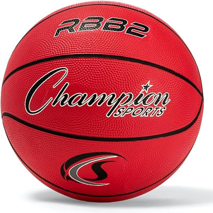 Champion Sports Rubber Basketballs – Durable Indoor & Outdoor Training & Recreational Game Balls, Multiple Sizes & Colors