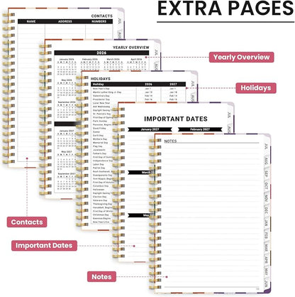 Planner 2026-2027, Academic Year Monthly & Weekly Planner Caledndar, July 2026 - June 2027, Hardcover Large Planning Agenda Book with Tabs for School Office Supplies, 6.3" x 8.5" - Checkered
