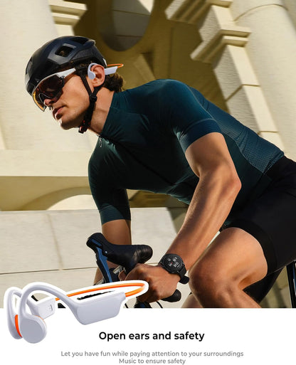 Swimming Waterproof Bone Conduction Headphones Bluetooth 5.3 lPX8 Underwater Waterproof Headphones for Swimming with 32GB MP3 Player Built in Earbuds for Sport Running Cycling Gym (White)