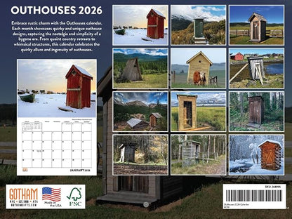 Outhouse Calendar 2026 Monthly Wall Calender 12 Month | American Made In The USA