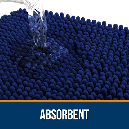 OLANLY Small Bathroom Rugs 24x16, Extra Soft Absorbent Chenille Bath Rugs, Rubber Backing Quick Dry, Machine Washable Bath Mats for Bathroom Floor, Tub and Shower, Home Decor Accessories, Navy