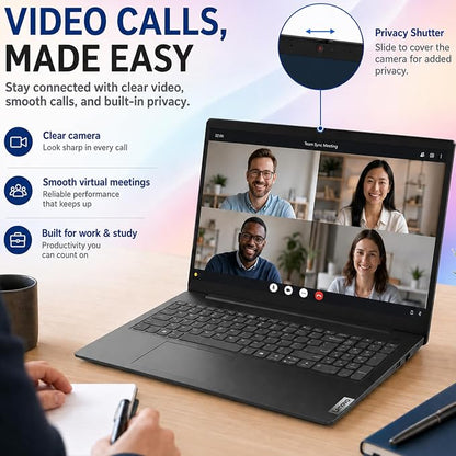 Lenovo V15 Ultra Slim College Student Laptop | 15.6" Anti-Glare FHD Display | Powerful Intel Quad-Core Processor | 8GB DDR5 RAM | 512GB SSD | Wi-Fi 6, Ethernet, HDMI, All-Day Battery | Windows 11 Pro