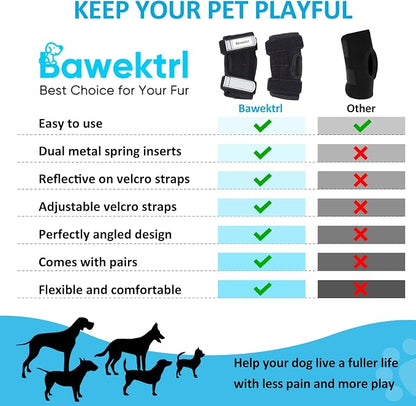 Dog Leg Braces for Rear Legs, Hock Brace for Back Legs with Metal Strips and Safety Reflective Straps for Short Legs, Joint Warps Support for Hind Legs Injuries Sprains Arthritis (Small(1Pair))