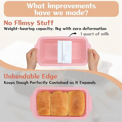 Nonstick Silicone Bread Loaf Pan: 9.5 x 5 Inch Bread Pan for Homemade with Metal Frame - for Baking Oven - Housewife Baker Home Baking Enthusiasts (Pink)