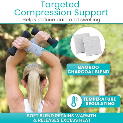 Vive Wrist Compression Sleeves for Women & Men (Pair) - Elastic Support | Wristband for Pain Relief & Circulation - Wrist Support for Carpal Tunnel, Arthritis, Tendonitis - Great for Sports Injury