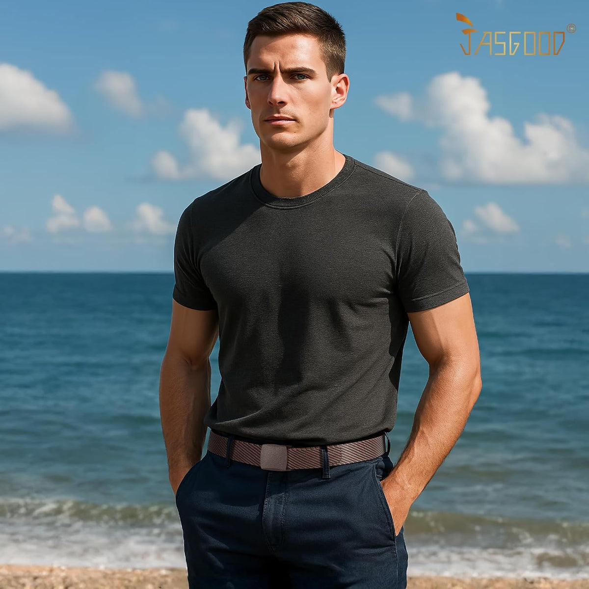 JASGOOD Nylon Canvas Breathable Military Tactical Men Waist Belt With Plastic Buckle
