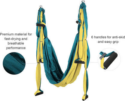 Premium Aerial Yoga Swing Hammock Inversion Therapy with 2 Free Extension Straps Easy Install for Home & Gym Fitness