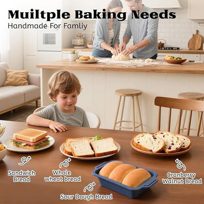 Bread Pan for Homemade Bread：9.5 x 5 Inch Silicone Loaf Pan for Baking with Metal Frame - Nonstick Banana Loaf Tin Tray for Sandwich Sourdough Pumpkin Sour Dough - for Oven Kitchen Home Bakers