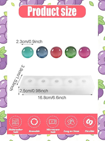 5 Cavity Grape Silicone Mold – Silicone Fruit Mold for Chocolate, Candy, Fondant, Candle, Soap, Resin & Cake Decor, 3D DIY Baking Tool for Parties & Gifts (Grape)