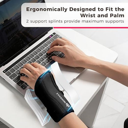 Copper Compression Advanced Wrist Brace - Copper Infused Adjustable Orthopedic Support Splint for Pain, Carpal Tunnel, Arthritis, Tennis Elbow, Tendinitis, RSI, Ganglion Cyst for Men Women Right L/XL