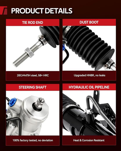 Torchbeam Power Steering Rack & Pinion Assembly Fit for 1984-1989 300ZX, Hydraulic System Steering, Replaces OEM 26-1855