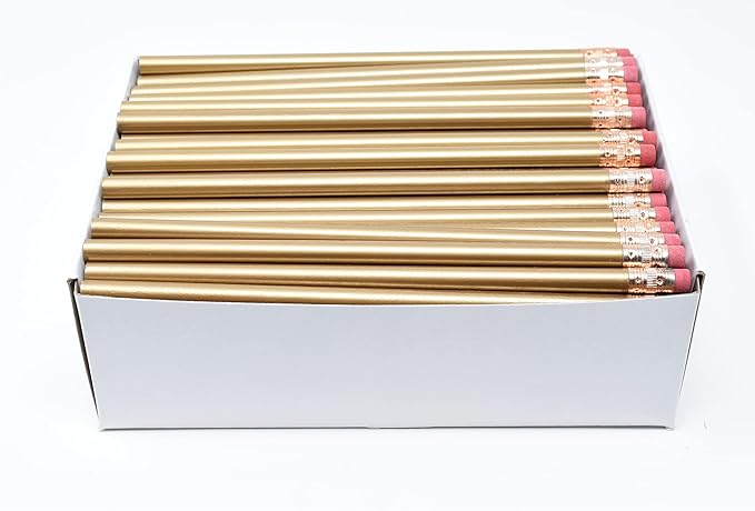 Pencil Guy Blank Round Pencils, Gold, 144 to a box