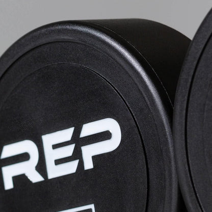 REP Fitness Urethane Coated Round Dumbbells, 5 to 100 lbs, Singles or Pairs, With or Without Rack, Steel Core, Rubber Encased, Chrome Handles, Professional Weights for Home Gym Strength Training