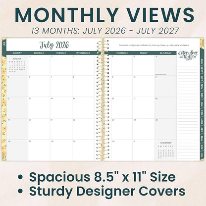 bloom daily planners HARDCOVER Planner 2026-2027 (8.5" x 11") Academic Year (July 2026 - July 2027) - 13 Months Task Goal Planner for Women - Monthly & Weekly Agenda Book - Butter Yellow Daisies