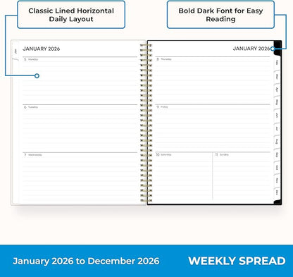 Blue Sky 2026 Weekly & Monthly Planner Calendar, 8.5"x11", Baccara Dark