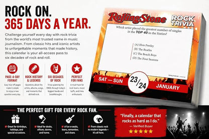 Rolling Stone Rock Trivia 2027 Daily Desk Calendar: Boxed Page-a-Day Music Quiz Calendar with Day-to-Day Rock History, Legends & Iconic Moments