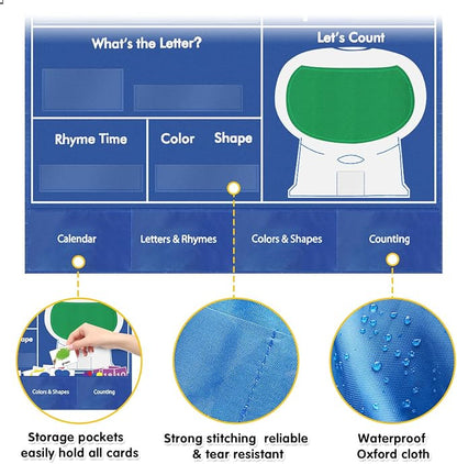 Circle Time Learning Center, Teaching Shape Circle Time Pocket Chart with 221 Cards, Educational Pocket Chart Teaching Materials, Learning Calendar Weather Counting Letter Color Shape etc