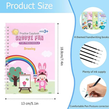 AALGO Handwriting Book Practice for Kids,Reusable Grooved Handwriting Books