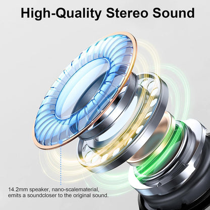 Wireless Earbuds, 2025 Bluetooth 5.4 Headphone 3D Bass Hi-Fi Stereo Ear Buds, 4 ENC Noise Cancelling Mic, 40H 3g USB-C in-Ear Earphone, IP7 Waterproof Workout Sport for Laptop Pad Android iOS, Black