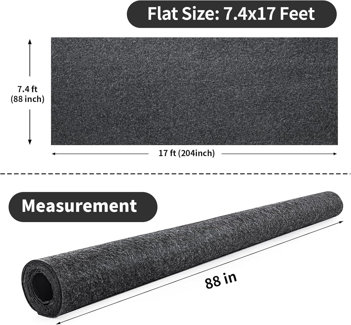 MABOZOO Garage Floor Mat 14.7x7.7 Ft, Extra Large Garage Carpet Rug, Reusable Absorbent Oil Spill Mat, Washable Parking Flooring Rug for Under Car, Protects from Spills, Drips and Stains