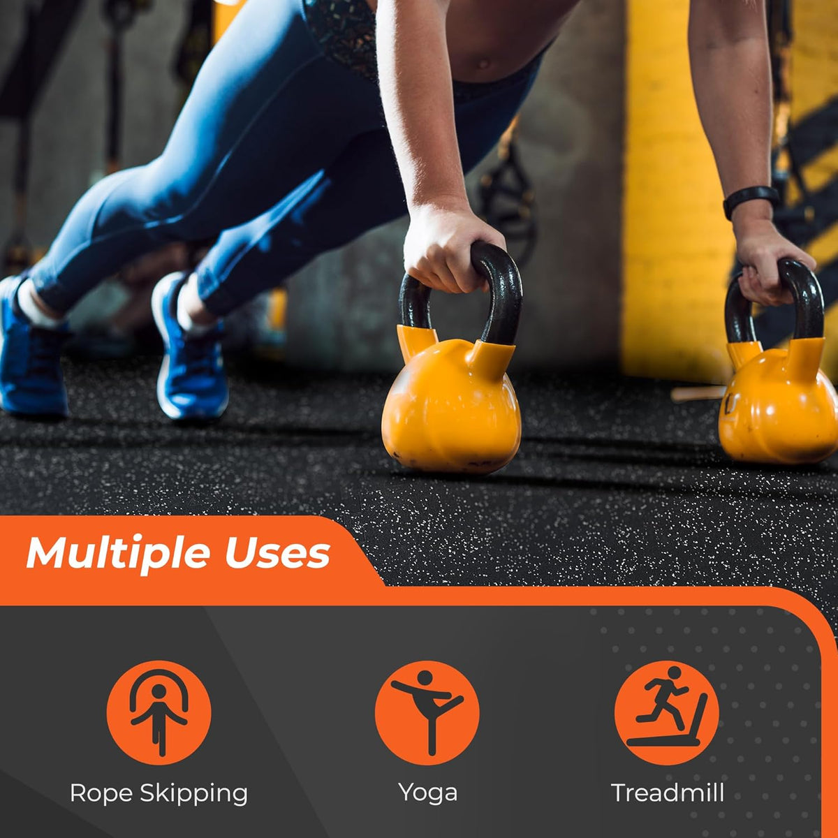 SUPERJARE 0.4'' Thick 6 Pcs 24 Sq Ft Rubber Top Exercise Equipment Mats, High Density EVA Foam Mats with Rubber Top, Interlocking Gym Flooring for Home Gym, Protective Workout Mat, Black/Grey