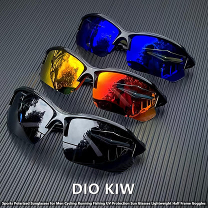 Sports Polarized Sunglasses for Men Cycling Running Fishing UV Protection Sun Glasses Lightweight Half Frame Goggles