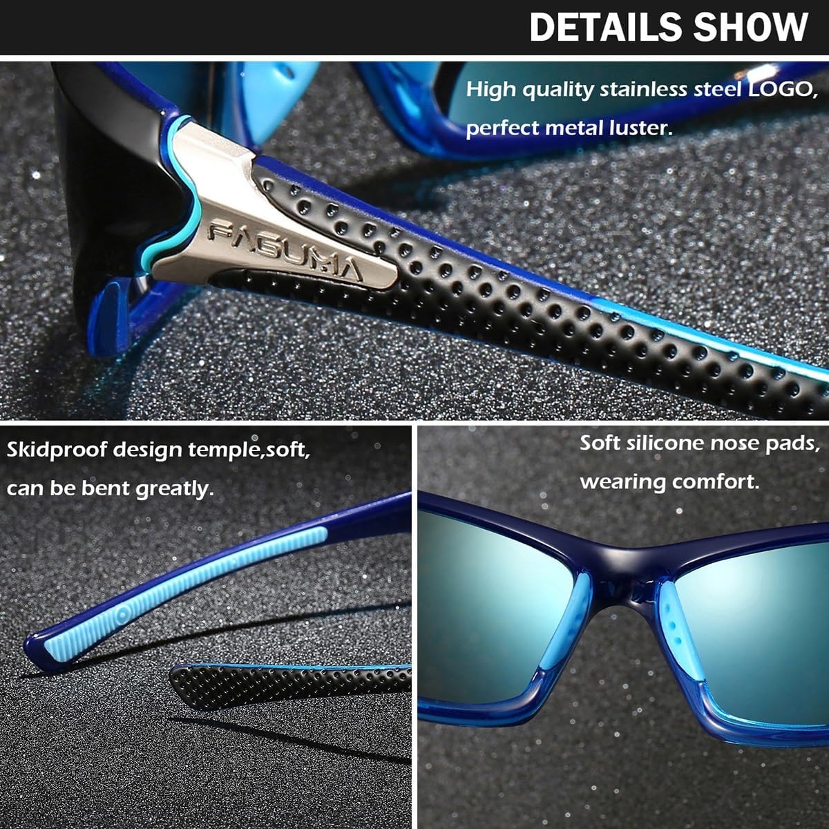 FAGUMA Sports Polarized Sunglasses For Men Cycling Driving Fishing UV400 Protection