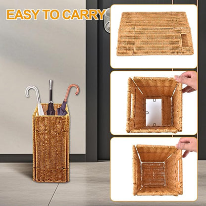 Rattan Umbrella holder, Hand Woven Umbrella Holder for Entryway, Indoor Umbrella Rack Organizer Freestanding, Umbrella Bucket Fits Mudroom,Walking Canes,Home,Office