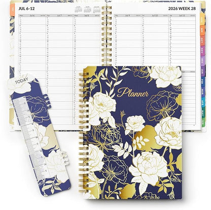 SUNEE 2026-2027 Appointment Book, Quarter-Hourly, Weekly & Monthly - from July 2026 to June 2027, 6.4"x8.3" Academic Planner, Flexible Cover, Note Pages, Bookmark, Spiral Binding, Vintage