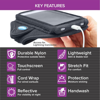 Tune Belt AB92 Cell Phone Armband for Running - Fits iPhone 16/15/14/13 Pro Max, Plus, Samsung Galaxy Ultra/Plus/Note and Large Phones with Protective Cases, Sweat-Resistant Exercise Holder (Black)