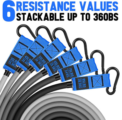 Heavy Resistance Bands for Working Out, 300lbs/360lb/420lb Exercise Bands Workout Bands with Handles, Door Anchor, Ankle Straps, Home Gym Workout Equipment for Men Fitness Strength Training Stretching