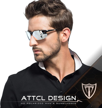 ATTCL Men's Sports Polarized Sunglasses Men for Driving running Fishing Golf - UV Protection Sun glasses Metal Frame