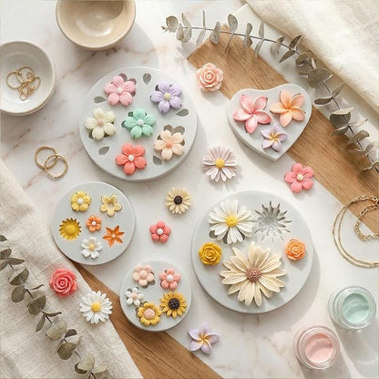 5 Pcs Flower Fondant Molds Flower Rose Daisy Silicone Chocolate Mold for Candy Fondant Polymer Clay Soap Ice Cube Crafting and Cake Cupcake Decoration