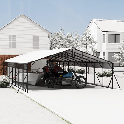 20x40FT Metal Carport Kits with Galvanized Steel Roof, Heavy Duty Metal Roof Carport with Enhanced Base, TallMetal Carports Kits Garage for Tractors, Pickup, Boat, Car