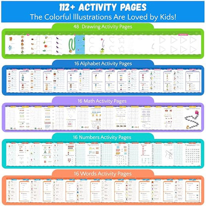 Magic Grooved Writing Practice for Ages 3-8, Grooved Handwriting Practice for Kids, Reusable Handwriting Book, Preschool Learning Activitys for Tracing Letters & Numbers, Gifts for 3 Year Old Boy