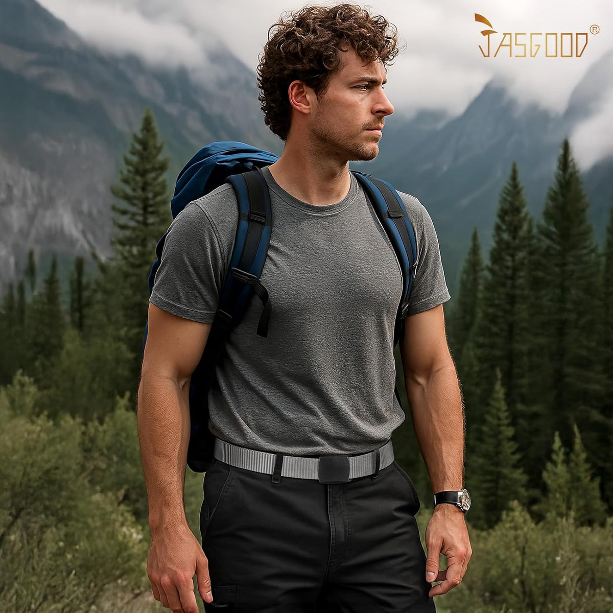 JASGOOD Nylon Canvas Breathable Military Tactical Men Waist Belt With Plastic Buckle