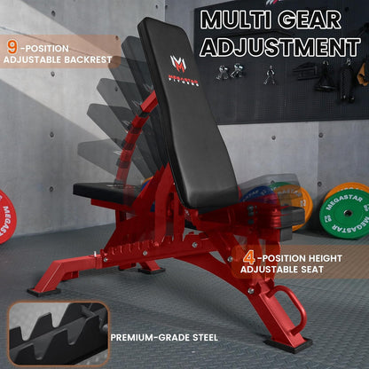 Wall Mounted Power Rack – 1600LB Capacity Compact Commercial Home Gym with Dual Cable Crossover, LAT Pulldown, Multi-Grip Pull-Up Bar & Landmine Attachment for Small Spaces, P67 Striker Red
