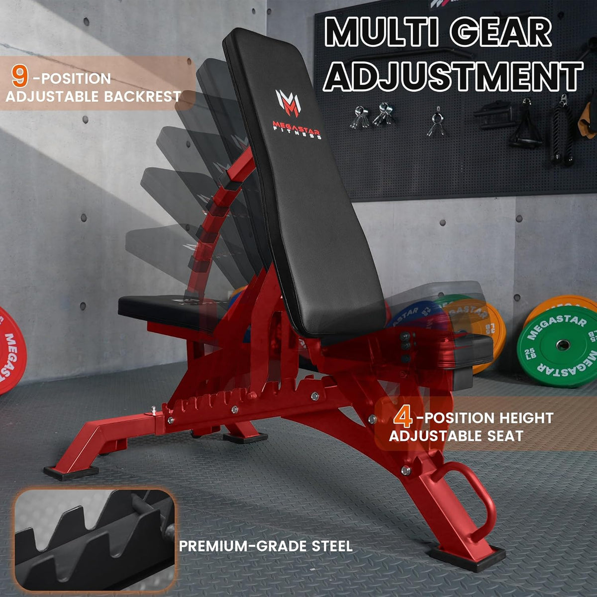 Wall Mounted Power Rack – 1600LB Capacity Compact Commercial Home Gym with Dual Cable Crossover, LAT Pulldown, Multi-Grip Pull-Up Bar & Landmine Attachment for Small Spaces, P67 Striker Red