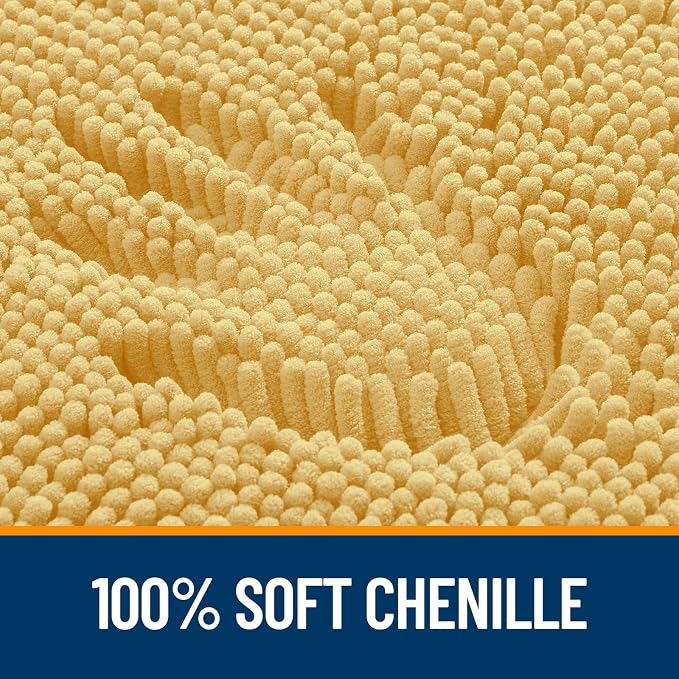 OLANLY Bathroom Rugs 32x20, Extra Soft Absorbent Chenille Bath Rugs, Rubber Backing Quick Dry, Machine Washable Bath Mats for Bathroom Floor, Tub and Shower, Home Decor Accessories, Yellow