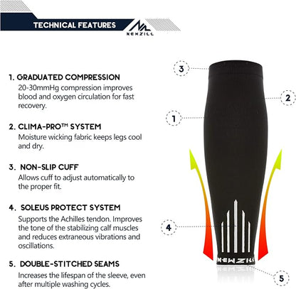 NEWZILL Compression Calf Sleeves (20-30mmHg) for Men & Women Perfect Option to Compression Socks for Running Travel Nursing