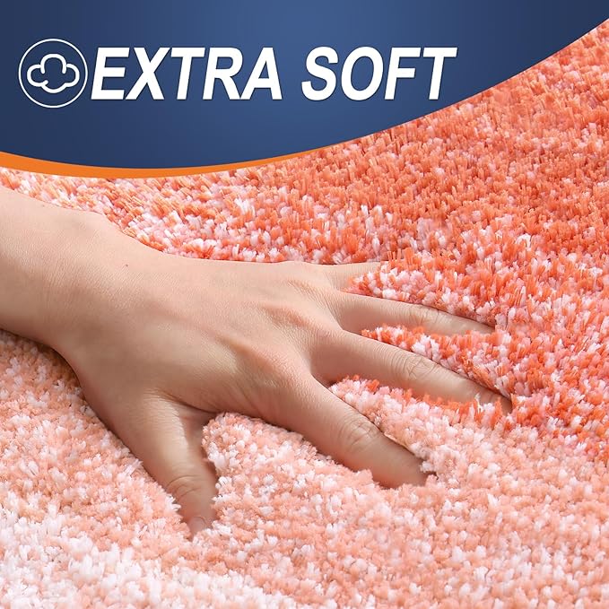 OLANLY Large Bathroom Rugs Mat 50x30, Extra Soft Absorbent Microfiber Bath Rugs, Rubber Backing, Quick Dry, Machine Washable Bath Mats for Bathroom Floor, Tub and Shower, Home Decor Accessories, Coral