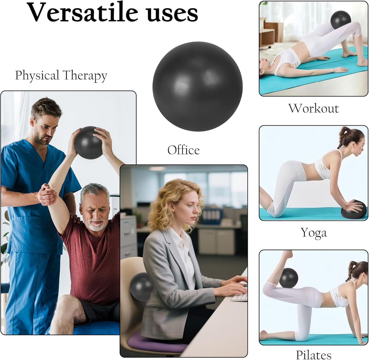 Pilates Ring Set – Magic Circle with Dual Padded Handles, Mini Exercise Ball & 5 Resistance Bands | Pilates Kit for Women | Home Workout Equipment for Full-Body Training & Fitness Set