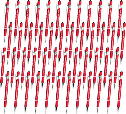Qingxily Custom Pens Bulk - Up to 300 Personalized Stylus Ballpoint Pens With Free Engraving - Customized With Your Name, Text, Message for Business, Graduation, Anniversaries - Colorful 48 Pcs