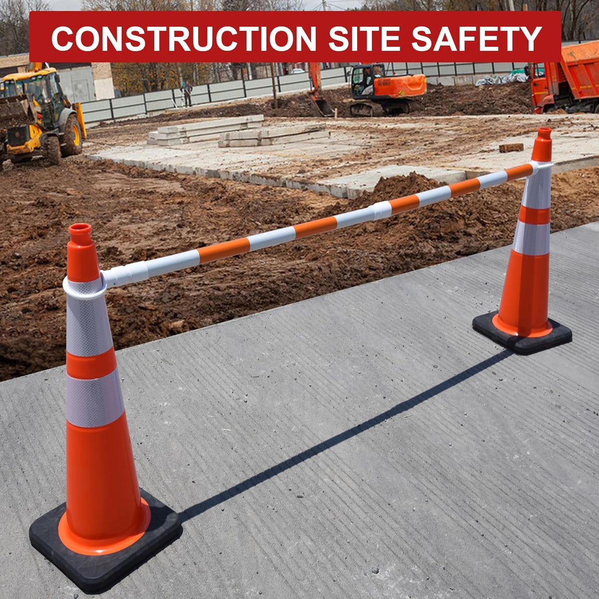 OrangeStar 36" Traffic Cones 4-Pack, Orange Safety Cones with 2 Reflective Collars, Weighted Base for Highway, Roadwork, Construction, Warehouse Safety, Parking Lots | Indoor & Outdoor Use