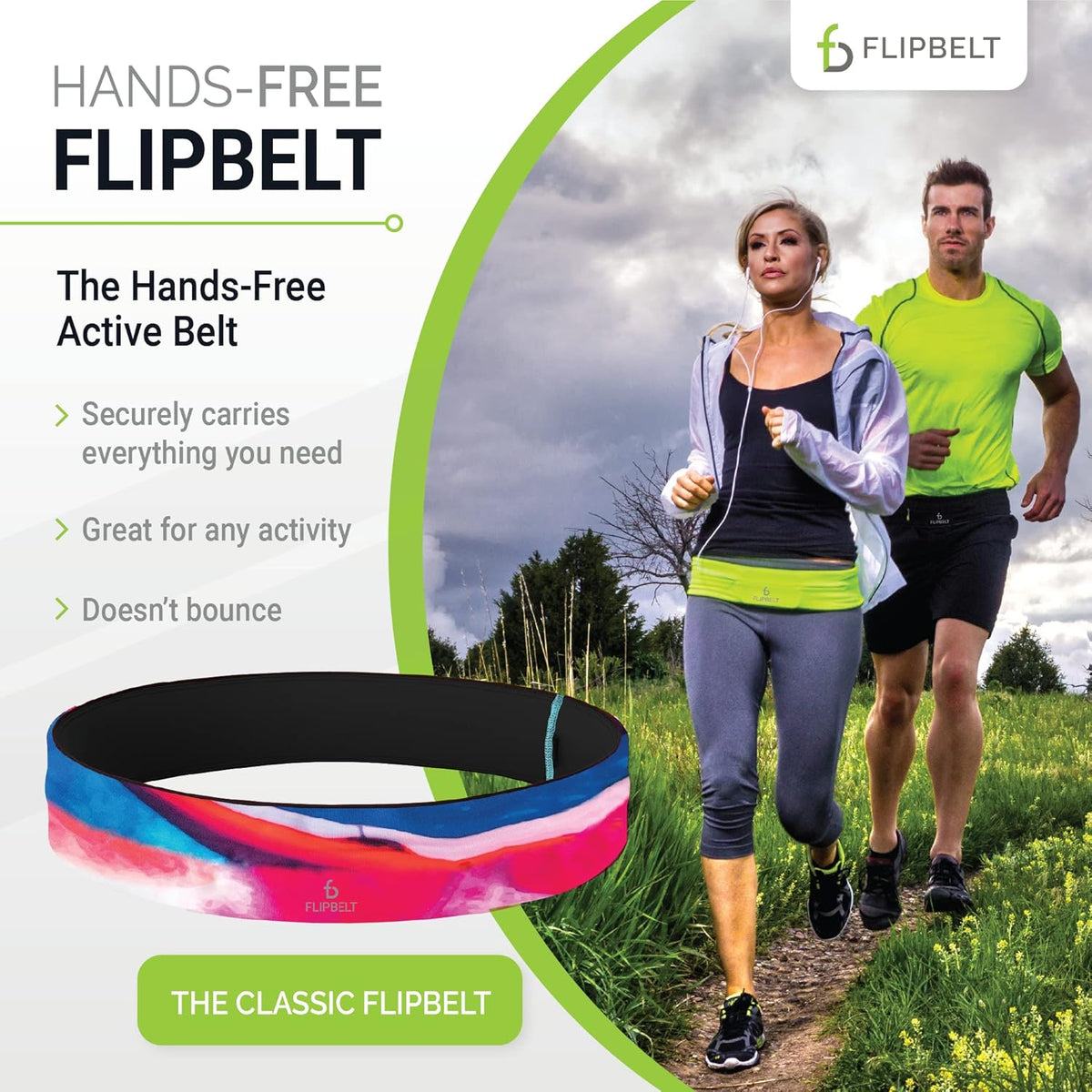 FlipBelt Classic Running Belt, Running Fanny Pack for Women and Men, USA Company