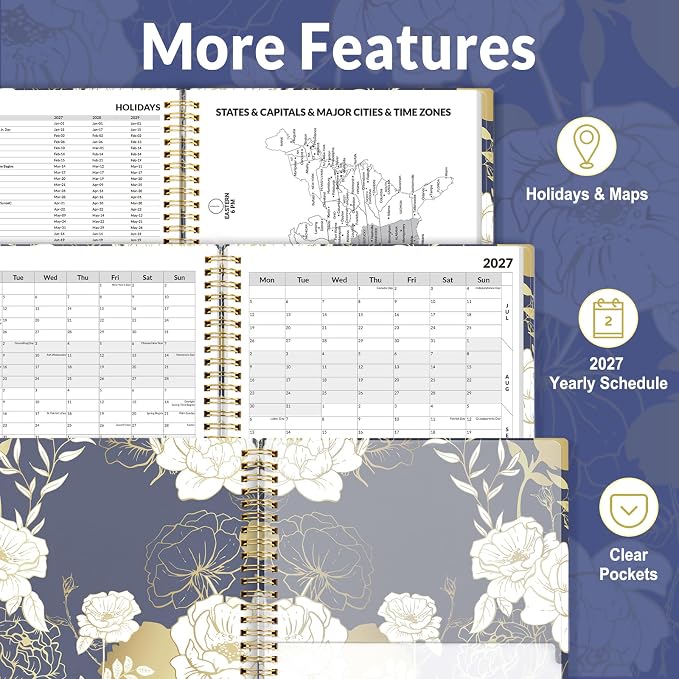 SUNEE 2027 Appointment Book, Quarter-Hourly, Weekly Monthly Planner, 6" x 8.3",Vintage