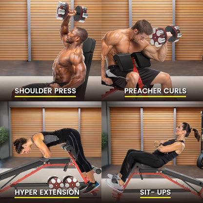 Fitness Reality 3-in-1 FID Weight Bench, Hyper Back Extension, Roman Chair, Adjustable Ab Sit up Bench, Incline Decline Bench