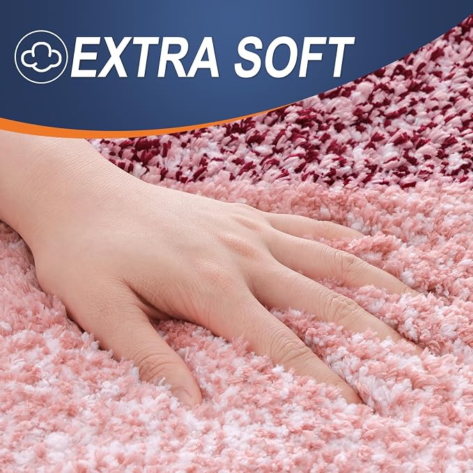 OLANLY Large Bathroom Rugs Mat 44x32, Extra Soft Absorbent Microfiber Bath Rugs, Rubber Backing, Quick Dry, Machine Washable Bath Mats for Bathroom Floor, Tub and Shower, Home Decor Accessories, Red
